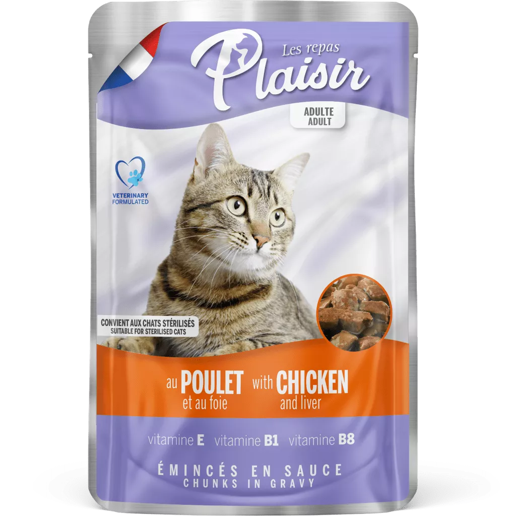 Plaisir-Wet-Adult-Cat-Food-Chunks-CHICKEN-LIVER-gravy-Pouch-100g